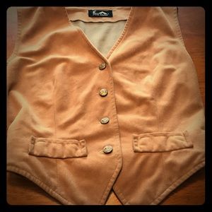Tan Suedish Vintage Vest with Accented Buttons